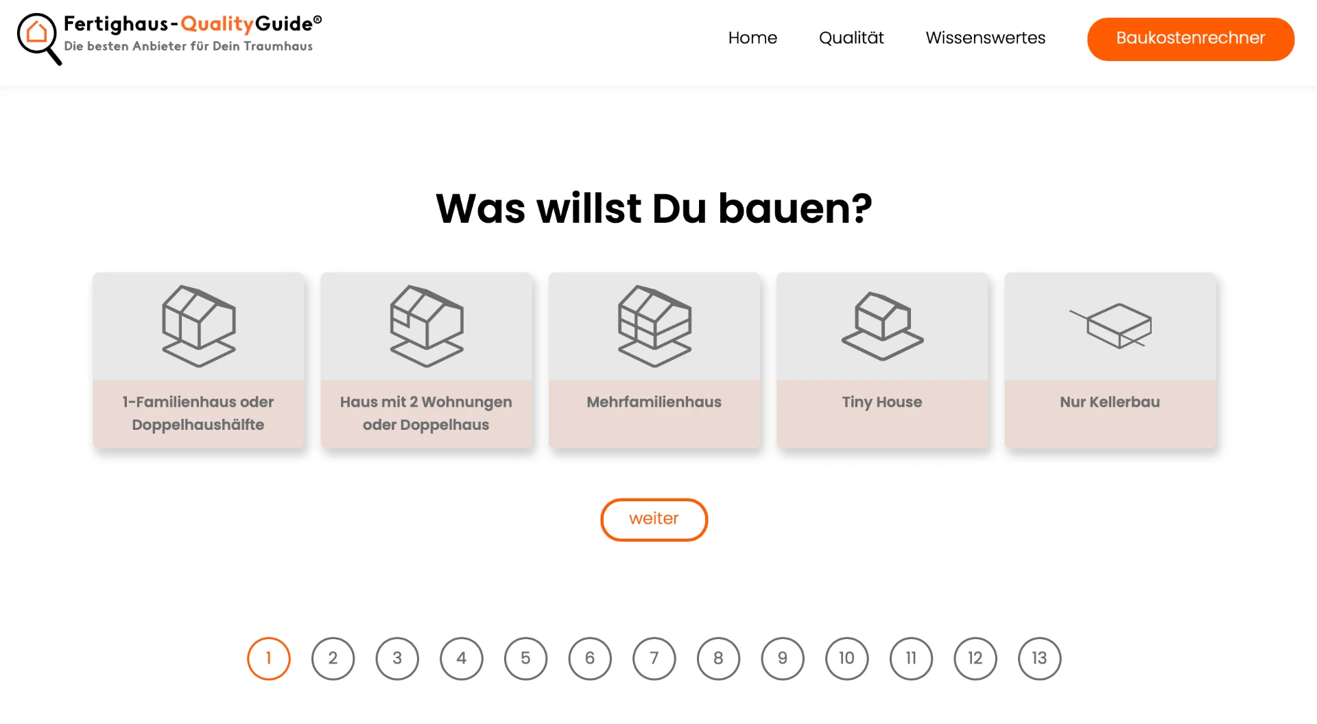 Website-Ausschnitt des Projekts Fertighaus-QualityGuide